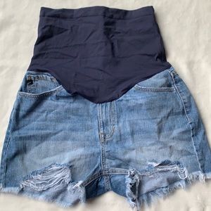 PinkBlush Full Panel Maternity Denim Shorts - NWOT